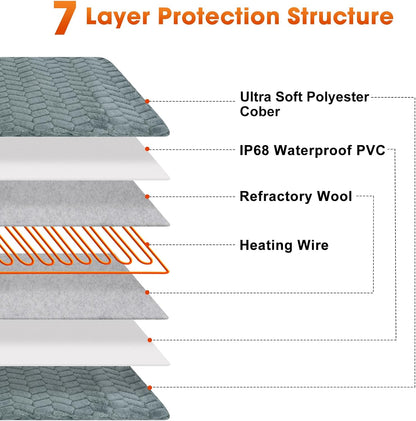 GASUR Heated Cat Bed, Waterproof Cat Heating Pad with Timer Temperature Adjustable, Indoor Heated Electric Pet Bed for Cats Dogs, Auto Power-Off, Anti-bite Pet Heated Pad, 18''x16'', Small