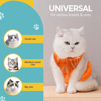 Avont Cat Recovery Suit - Kitten Onesie for Cats After Surgery, Cone of Shame Alternative Surgical Spay Suit for Female Cat, Post-Surgery or Skin Diseases Protection -Tie-dye Orange(M)
