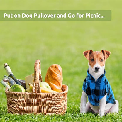 KAMA BRIDAL Spring Autumn Winter Coat Pullover Fleece Vest for Cats Small and Medium Dogs Thin Sweater Blue & Black Plaid (Blue, S)