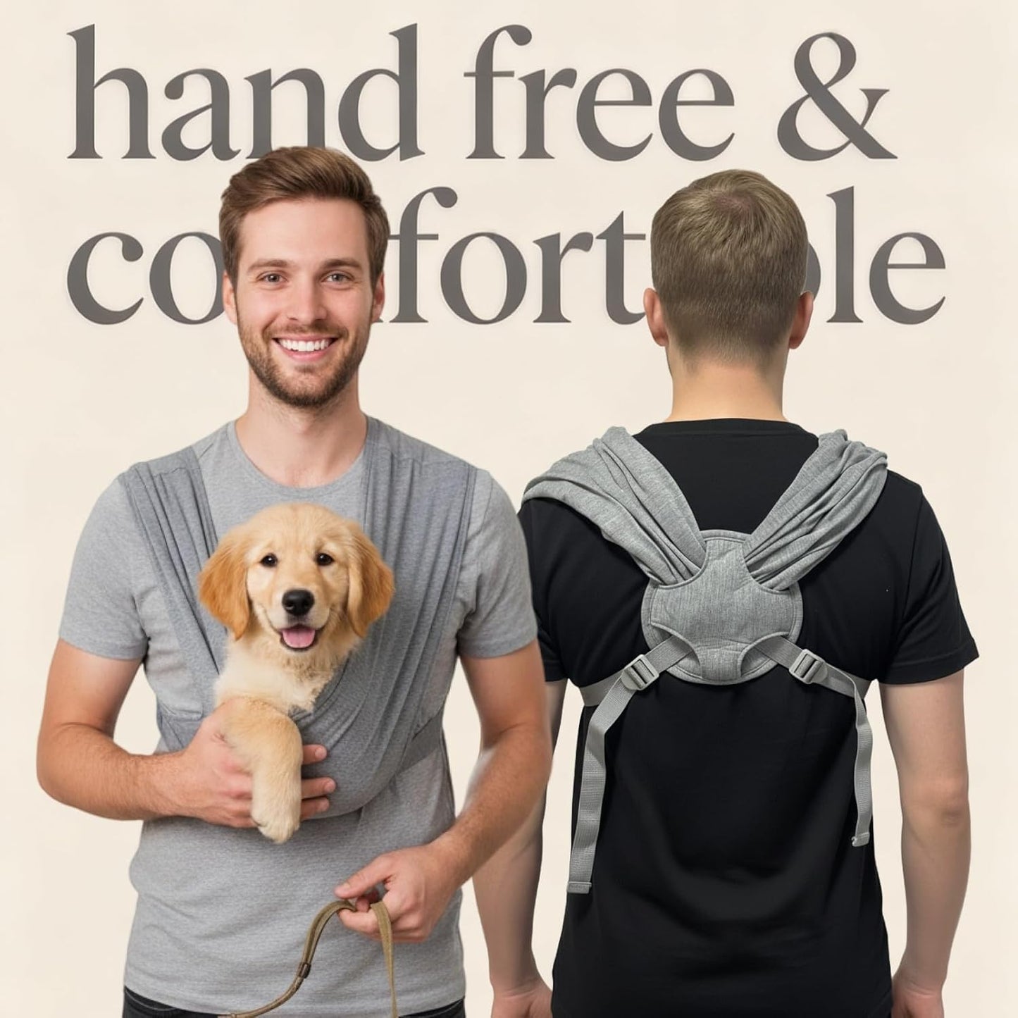 Dog Sling Carrier for Biking,Cat Cocoon Carrier,Pet Front Backpack Sling,Adjustable and Easy to Wear, Reducing Back Pressure (Grey)