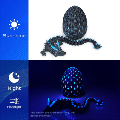 3D Printed Dragon Egg with Dragon Inside,Glowing at Night Dragon Egg Animal Figurines,3D Printed Animals Fidget Toys,Mysterious Gifts Teen Carnival Prizes（1PC） (1pc Dragon Egg)