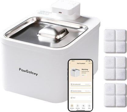 6 Pack Pet Water Fountain Replacement Filters, for 135 oz/4 L Cat Water Fountain Cordless, 6 Months Set of Ultra Quiet Pet Dispenser Stainless Steel, White 6 Count