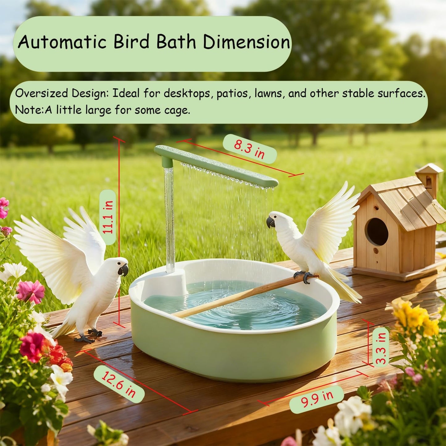Bird Bath, Automatic Parrot Shower Bath, Birds Shower Bathtub with Running Water, Birdcage, Medium Birds Parakeet Budgies Cockatiels Conures Finches, Lovebird