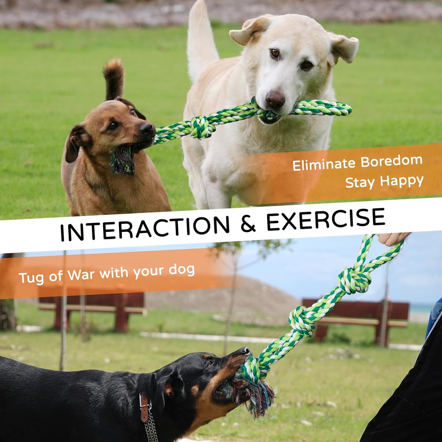 2 Pack Dog Rope Toys for Medium Large Breed, Nearly Indestructible Dog Chew Toys for Aggressive Chewers, Teeth Cleaning Chew Toys, Dog Tug Toy for Boredom, Dog Rope Toy for Aggressive Chewers
