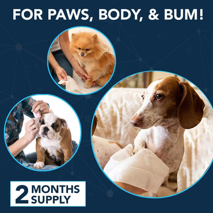 NOVEHA 360PCs Dog Wipes - Odor Eliminating and Cleaning Grooming Wipes for Dog's Paws, Body, and Butt - Perfect for Puppy and Adult Dogs - Plant-Based, Safe, Convenient & Large Unscented Wipes - 3pack