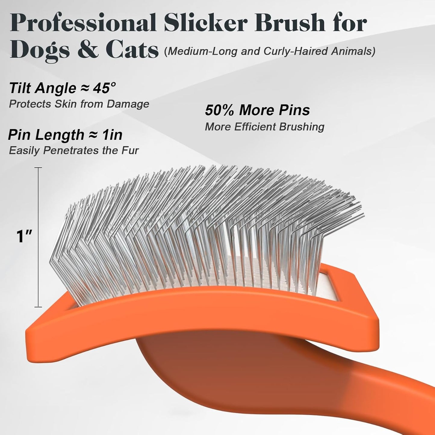 2PCS Slicker Brush for Dogs & Pet Comb,Professional Dog Grooming Brush (Goldendoodles,Poodles,Labradoodles) with Extra Long Pins to Effectively Remove Tangles, Knots and Mats (Orange Large)