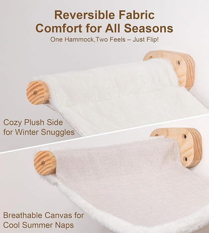 Cat Wall Shelves with 1 Floating Fabric Hammock, 2 Ladders with 4 Steps Each & 1 Flat Cat Shelf, Wall Mounted Bed Furniture & Climber, Indoor Playground