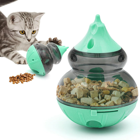 Dog Treat Dispenser Physical Training and Brain Stimulation Puzzle Toy Cat Interactive Feeding Tumbler Adjustable Slow Dispensing Feeder (Green)