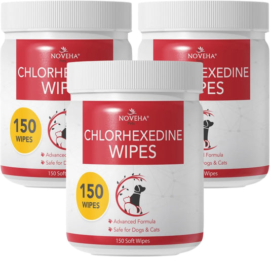 NOVEHA Pet Wipes - Formulated Pet Wipes - for Facial and Finger Folds, Underarms - 3" x 2" Size (450 Counts)