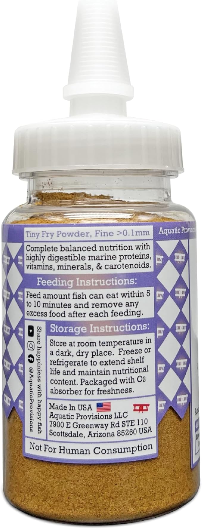 Tiny Fry Fish Food 1.76 oz, Fine Powder for Newborn Aquarium Fish