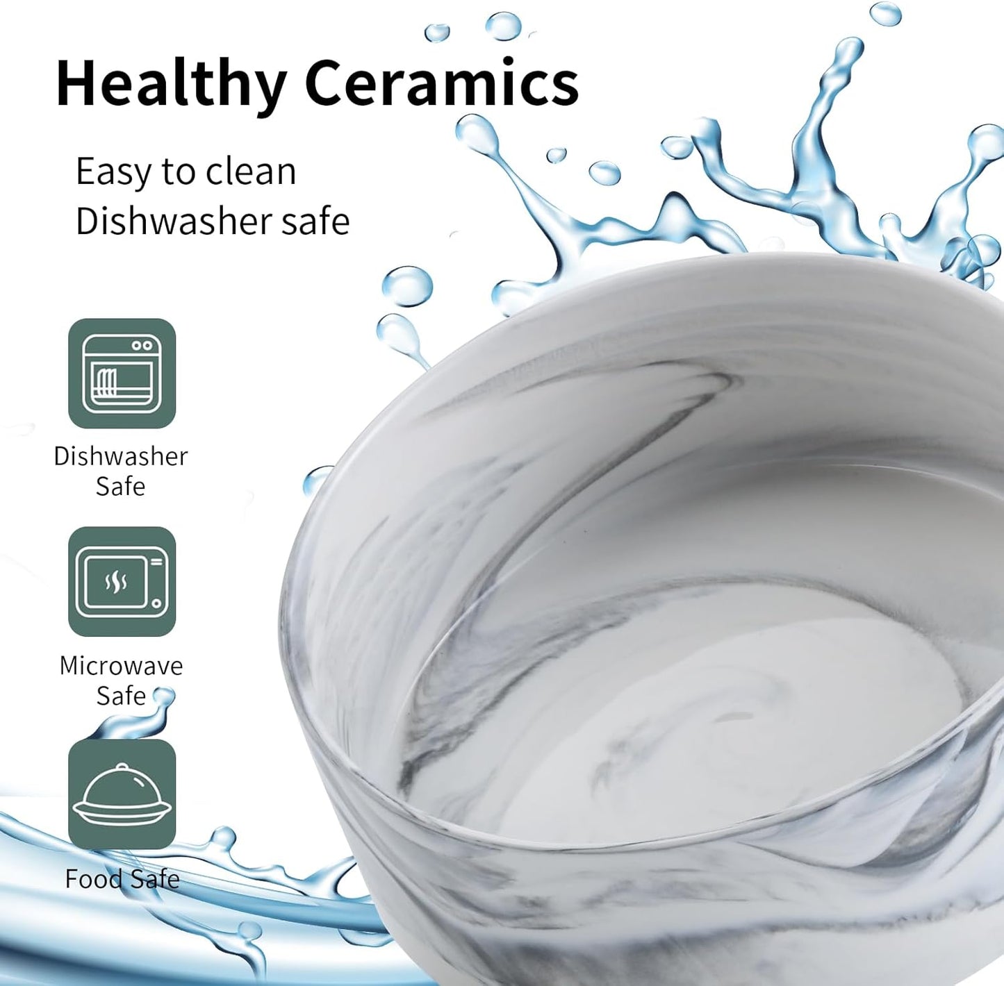 Elevated/Raised Dog Bowl Ceramic for Small Medium Sized Breed,Dog Food Water Bowl with Stand,6 in 3.6 Cups Non Slip Heavy Weighted Marble Grey