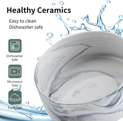 Elevated/Raised Dog Bowl Ceramic for Small Medium Sized Breed,Dog Food Water Bowl with Stand,6 in 3.6 Cups Non Slip Heavy Weighted Marble Grey