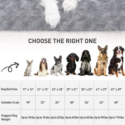 KSIIA Washable Dog Bed Deluxe Plush Dog Crate Beds Comfy Kennel Pad Anti-Slip Pet Sleeping Mat for Large, Jumbo, Medium, Small Dogs Breeds, 29" x 21", Dark Grey