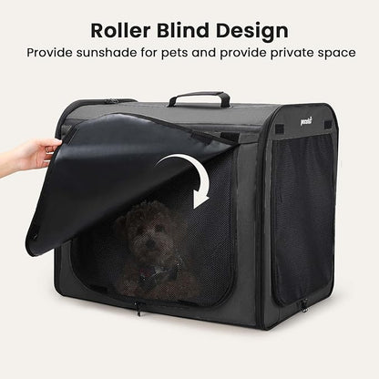 Dog Car Carrier Light Weight, 24×17.7×20.5in Dog Carrier for Cars Easy to Assemble, Dog Cars Crate Portable and Breathable, Foldable Pet Carrier for Outing, Dogs Travel Crate with Curtain Dark Gray