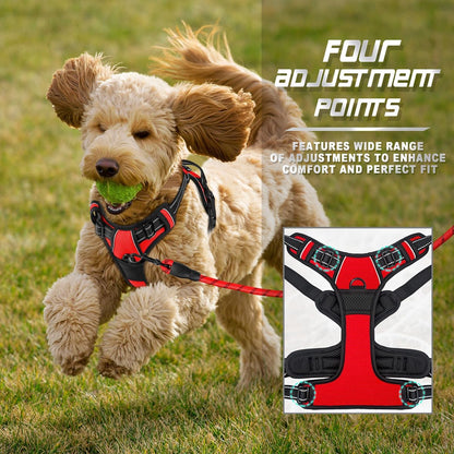 BARKBAY No Pull Dog Harness Front Clip Heavy Duty Reflective Easy Control Handle for Large Dog Walking(Red,XS)