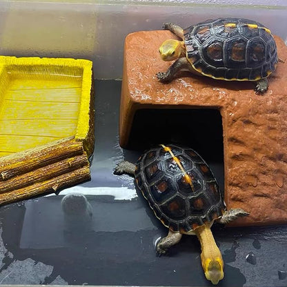 Reptile Basking Platform Turtle Rock Plate 11.8''X7.8'' Feeding Platform Food Bowl Slate Dish Bathing Rock Resting Terrace for Lizard Bearded Dragon Chameleon Gecko Snake Frog Newt