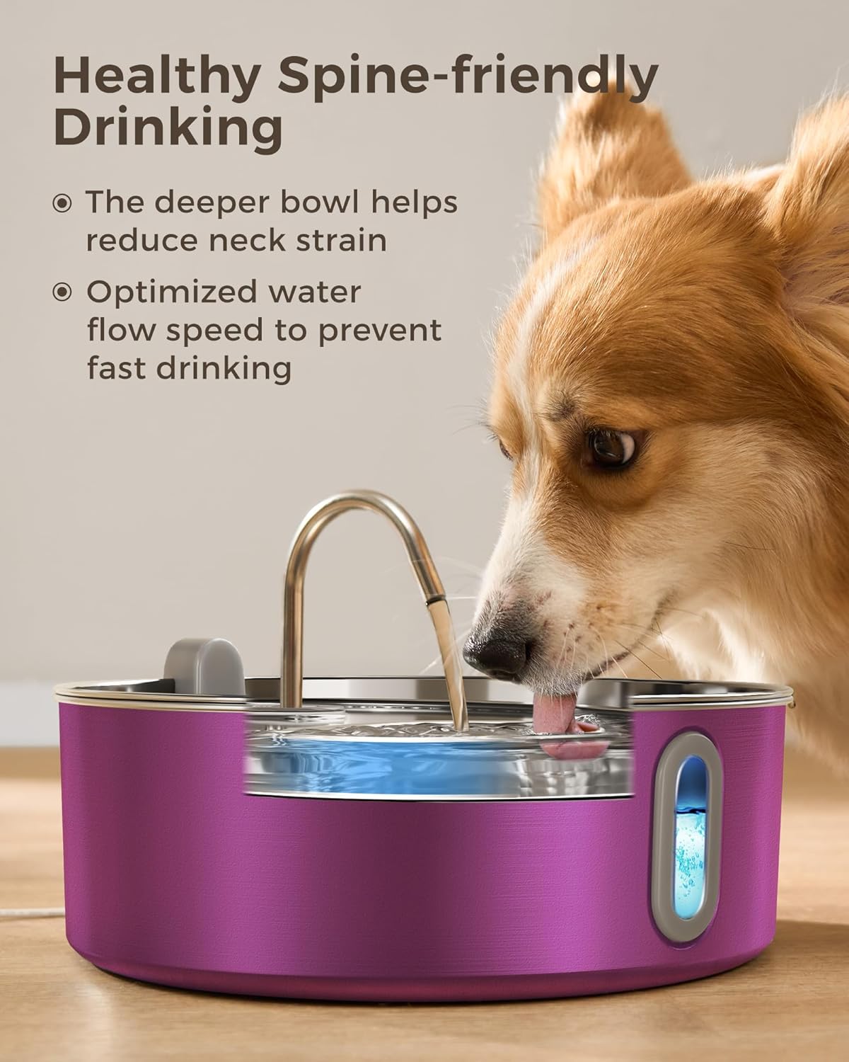 Dog Water Fountain for Large Dogs 7L/236oz Stainless Steel Dog Water Bowl Dispenser Automatic Pet Water Fountain, Multi-Filtration Pet Fountain with Ultra-Quiet Pump (Pink)