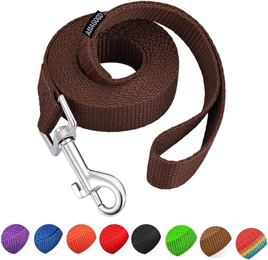 AMAGOOD 6 FT Cat Leash, Strong and Durable Traditional Style Leash with Easy to Use Collar Hook,Cat Lead Great for Cats(3/8" x 6 ft,Brown(Pack of 2))