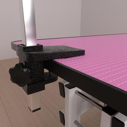 Hydraulic Dog Pet Grooming Table, 42 Inch Heavy Duty Z Lift Structure Professional Dog Grooming Table Suitable for Large Dogs at Home with Adjustable Arms, Clamps and 2 Grooming Noose, Pink