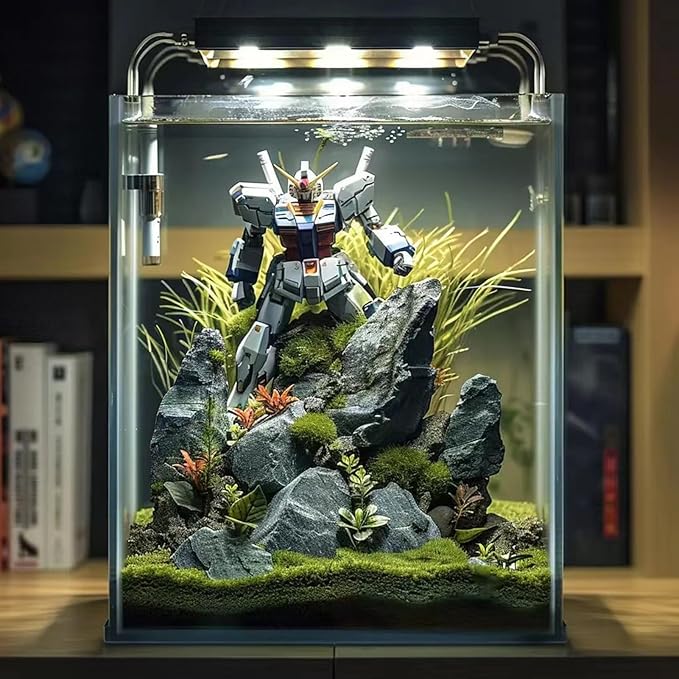 3 Gallon Glass Fish Tank, Easy to Maintain Small Aquarium for Betta/Snails/Shrimp and Aquatic Planting.