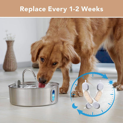 Official 9 Packs Dog Water Filter Replacement and 9 Sponges with 1 Pump Holder for 7L/236oz/1.8Gal Stainless Steel Dog Water Fountain