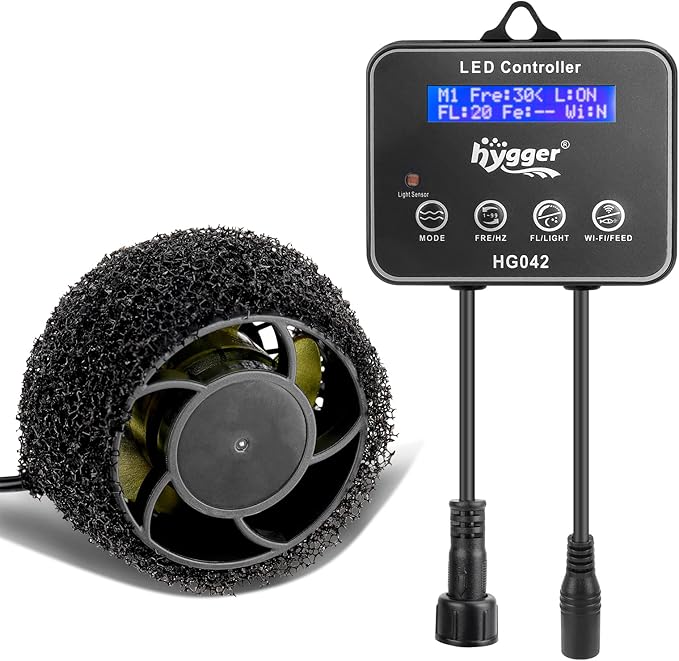 hygger 3400 GPH Aquarium Inverter Wavemaker Pump with LED Controller, DC 24V 18W Ultra-quiet Submersible Power Head with Magnetic Base, Circulation Pump for 75-200 Gal Freshwater Saltwater Tank