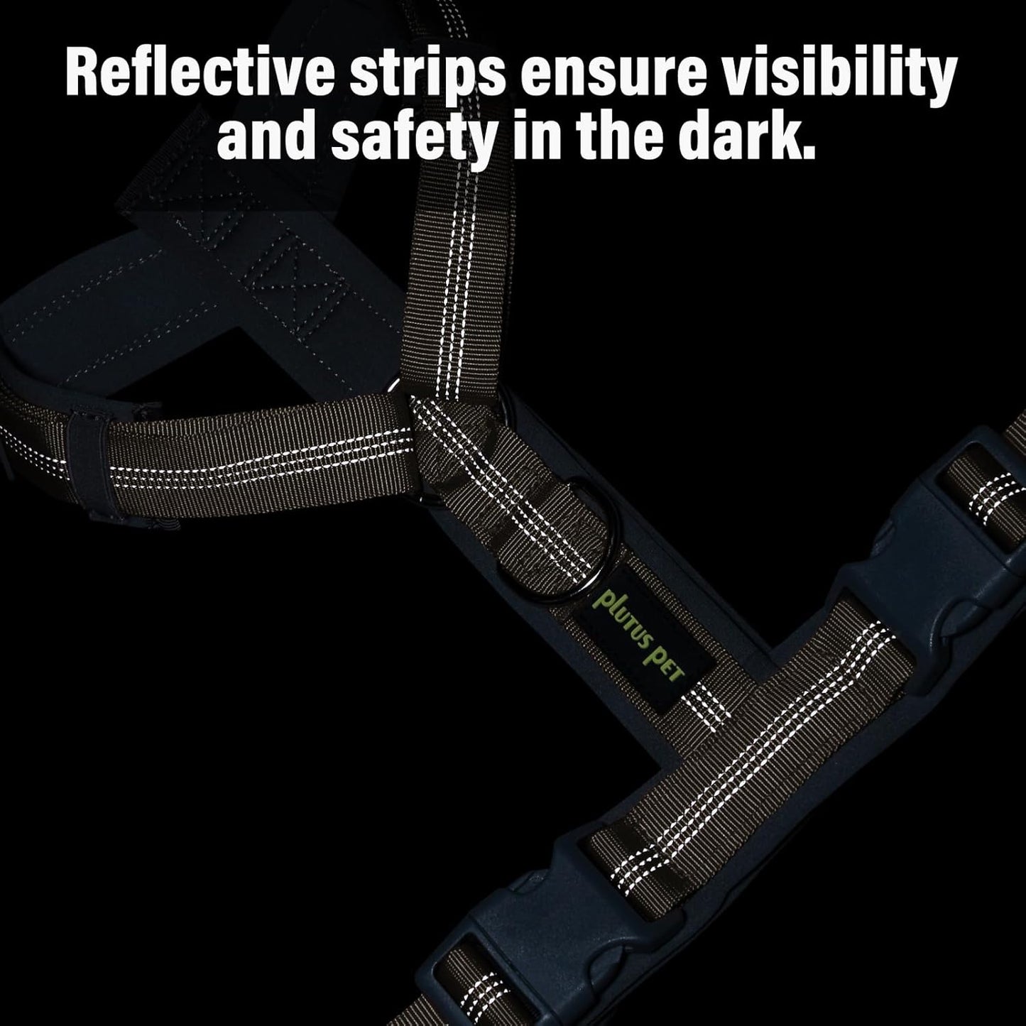 Plutus Pet No Pull Dog Harness, Adjustable Nylon Harness with Soft Padding, Reflective and Heavy Duty Dog Harness for Small, Medium, Large Dogs(Beige, S)