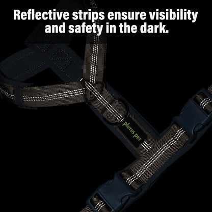 Plutus Pet No Pull Dog Harness, Adjustable Nylon Harness with Soft Padding, Reflective and Heavy Duty Dog Harness for Small, Medium, Large Dogs(Beige, M)