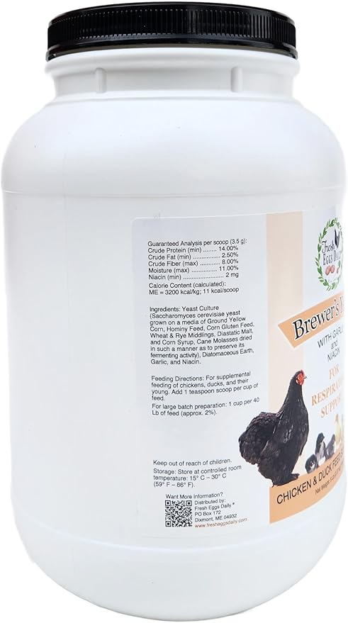 Fresh Eggs Daily Brewer's Yeast with Garlic Powder and Niacin for Ducks Ducklings Feed Supplement Vitamins for Backyard Chickens 5LB