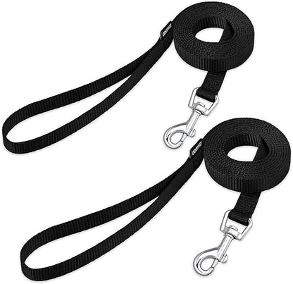 AMAGOOD 6 FT Puppy/Dog Leashes, Strong Traditional Style Leash with Easy to Use Collar Hook,Dog Lead Great for Small and Medium and Large,2 Pack (Black and Black,5/8")