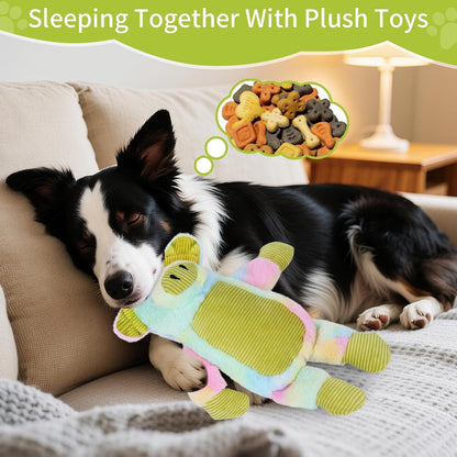 Dog Toys Plush, Squeaky Stuffed Dog Toy, Rainbow Pig Dog Toys for Small Medium Breeds, Soft Dog Plush Toy, Puppy Teething Dog Toy, Interactive Dogs Toy for Indoor Dogs(Green)