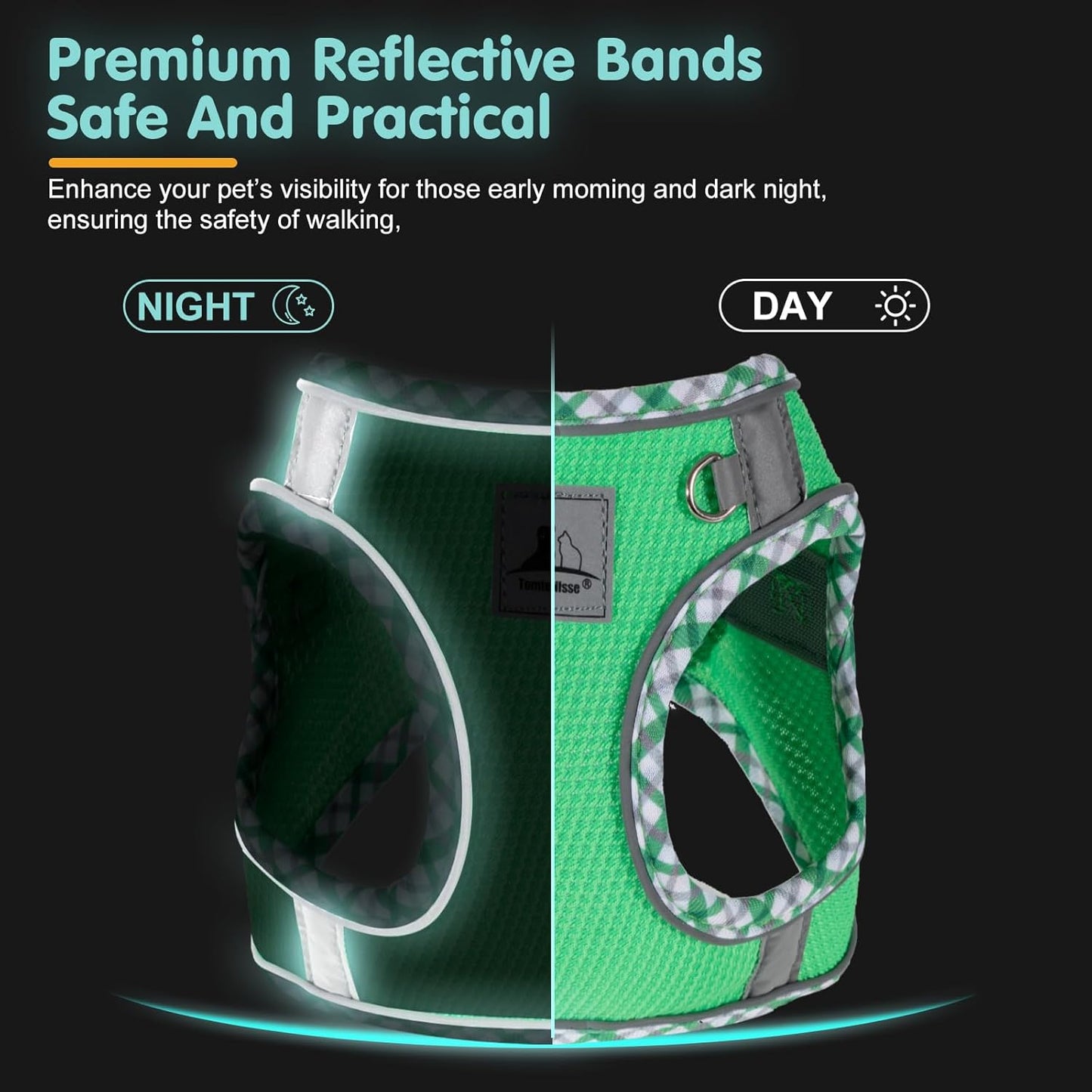 Dog Harness and Leash Set, No Pull Pet Harness for Small Dogs Easy Walking,Soft Breathable Small Dog Harness,Adjustable Reflective Step in Vest Harness for Puppy,Kitten, Cats