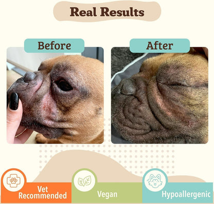 Natural Dog Company Wrinle Balm Bundle, (1) Dog Wrinkle Wipes, 50 Count (1) Travel Balm Stick, Dog Lotion for Dry Itchy Skin, Cleans Wrinkles, Plant Based, Dog Face Wipes