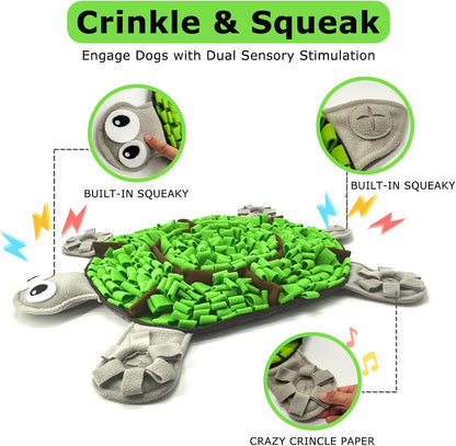 Snuffle Mat for Dogs, Tortoise-Themed Slow Feeder for Small/Middle/Large Breed, Durable Washable Portable Pet Feeding Mat, Nose Work Training Pad, Anxiety Relief & Mental Stimulation(M, Green)