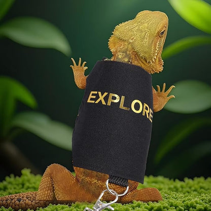 2 Pack Bearded Dragon Harness and Leash Set, Adjustable Escape-Proof Lizard Harness with Hook & Loop Closure, Soft Pet Reptile Vest with 5ft Leash for Walking Outdoor, Fits Small Lizards and Reptiles