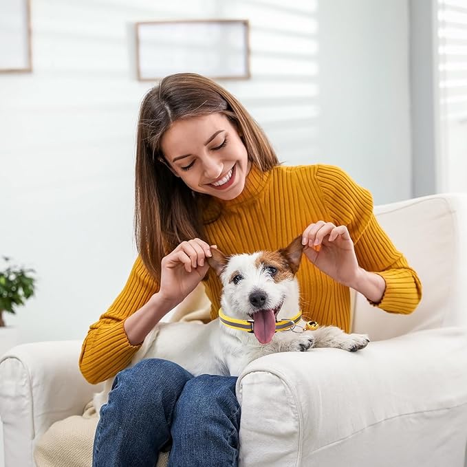 18Pcs Reflective Puppy Collars, Cat ID Collars with Bell Adjustable 19-32cm, Soft Nylon Adjustable Quick Release Identification Collars for Puppy Cat(Unbreakaway)