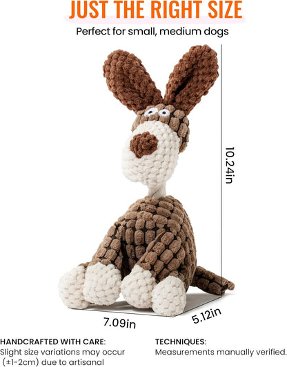 Squeaky Plush Dog Toys - Adorable Animal Designs with Soft Cotton Filling, Cute Stuffed Dog Chew Toys for Small, Medium Non-Aggressive Chewing Dogs Chewer (Brown Dog)