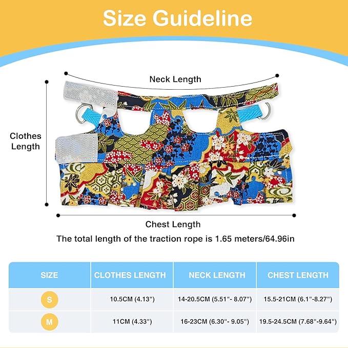 Lizard Harness Dress and Leash, Adjustable Hamster Ferret Harness and Leash Set, No-Pull Walking Vest for Lizard Small Animal Gecko Chameleon (flowercolor S