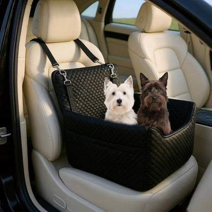 ALL GOOD PET SUPPLIES Dog Car Seat for Small/Medium Dogs, Dog Booster car seat, Memory Foam Elevated Cushion, Fully Detachable and Washable,2 Clip-On Safety Leashes, Anti-Slip