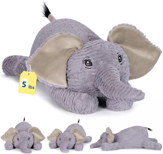 PEACH CAT 25.6 inch 5 lbs Elephant Weighted Stuffed Animals Realistic Elephant Plush Large Plushies Toys Body Pillow Gifts for Kids Adults
