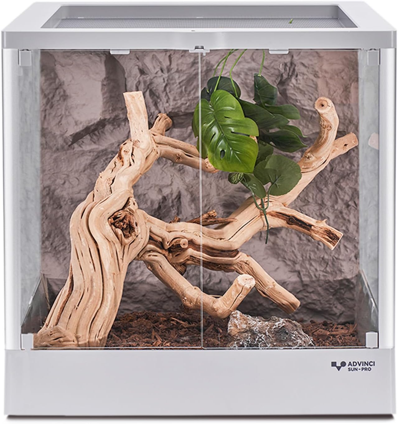 Reptile Glass Terrarium 18"x18"x18" 24 Gallon Knock-Down Dual-Locking Security Mesh Ventilation Durable Aluminum Frame Modern Design