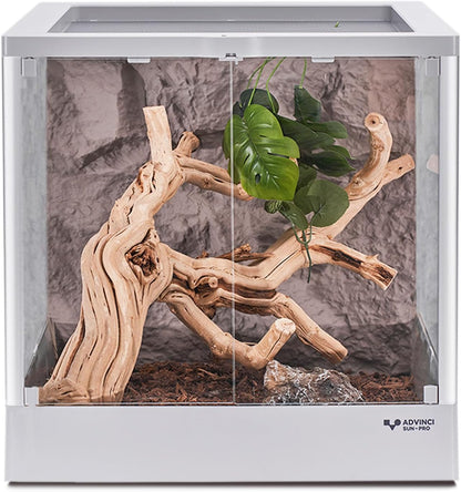 Reptile Glass Terrarium 18"x18"x18" 24 Gallon Knock-Down Dual-Locking Security Mesh Ventilation Durable Aluminum Frame Modern Design