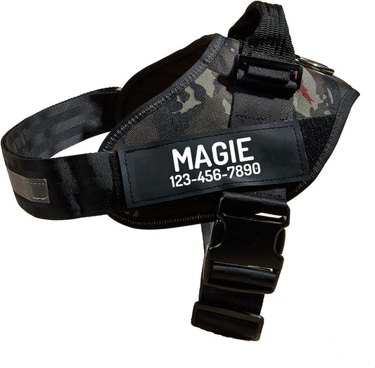 PawPawify Custom No Pull Dog Harness with Name and Phone Number, Heavy Duty Personalized Pet Vest to Prevent Tugging, Pulling, or Choking, Training and Walking (Camouflage Green, L (Chest 23-30in))