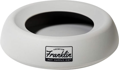 Franklin Sports Spill Proof Portable Pet Bowl For Cars - No Splash Travel Water + Food Dish for Dogs + Cats - 16 oz. - BPA Free,White , Gray