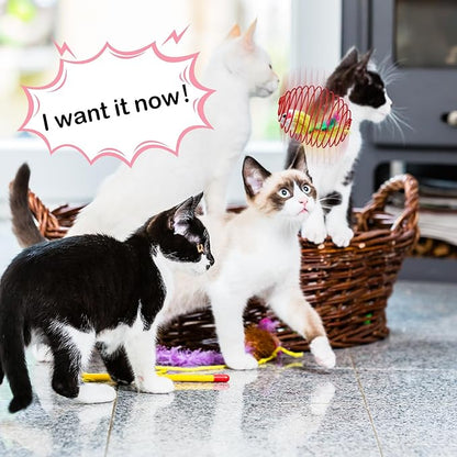 Jecery 5 Pcs Halloween Cat Spring Balls Toys Stretchable Rolling Balls Colorful Playful Coils Interactive Spring Action Toy Caged Rats for Kitten Cat Pet Supplies(Cute Mouse,Bright Color,5 Pcs)