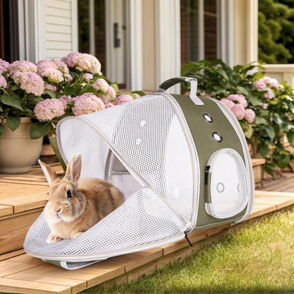 Back Expandable Backpack for Small Animals, Portable Travel Bag Breathable Pet Carrier Cages for Bunny, Guinea Pig, Bearded Dragon, Lizard, Rabbit, Squirrel, Tortoise, Kitten, Sugar Glider