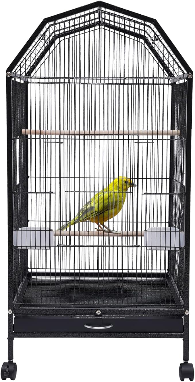 Bird Cage, Metal Pet Bird Flight Cages Large Finch Bird Cage with Stand for Parrots Cockatiels Conure Budgie Canary Finch Lovebird