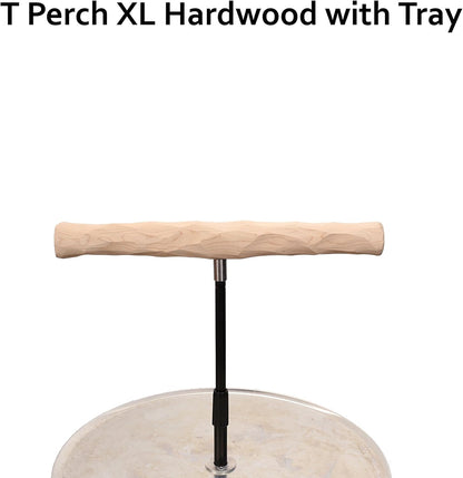 Parrot Training Perch Stand with Potty Tray (T Perch Hardwood, XL)