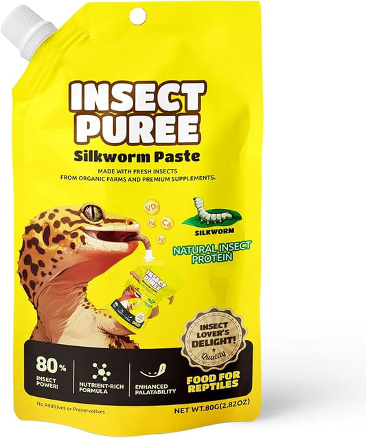 Gecko Bearded Dragon Food Insect Puree, Silkworm Paste Reptile Food Made with Fresh Insects