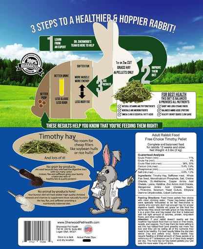 Sherwood Pet Health Adult Rabbit Food Timothy Hay Free-Choice 10lbs Hay-Based, Grain and Soy-Free for Better Digestion